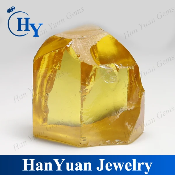 uncut Golden yellow cubic zirconia Lab created rough stone