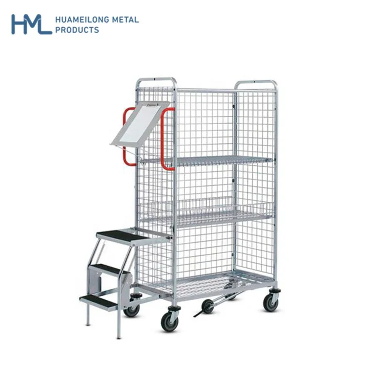 Высококачественная стальная конструкция с 4 поворотными роликами 5-й ролик оцинкованная складная тележка для склада