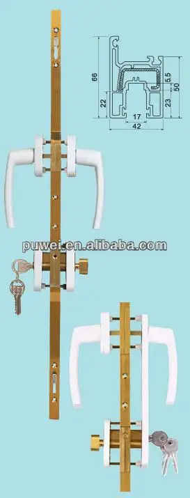 9.14.20408 UPVC multipoint hook sliding door lock key plastic-steel driver aluminum sliding