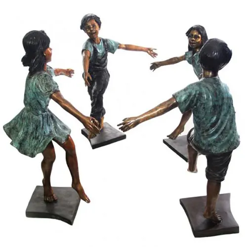 Wholesaler Lifesize Custom Made Factory Offer Garden Playing Children Bronze Kids Sculpture