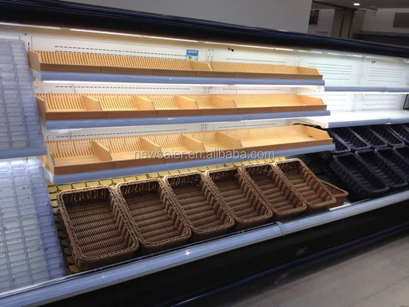 rectangular PP rattan display basket in supermarket