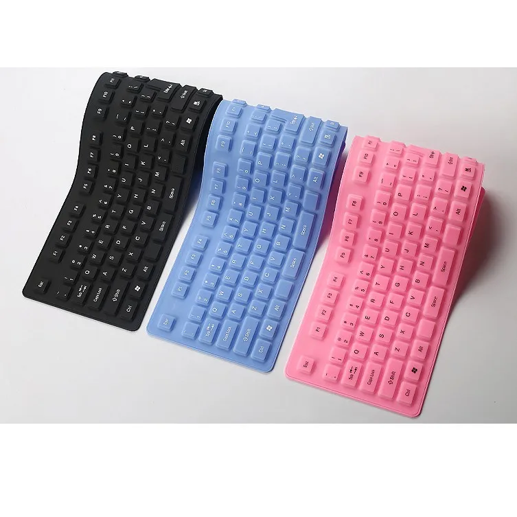 
colourful silicone rubber keyboard flexible roll up keyboard for PC laptop 