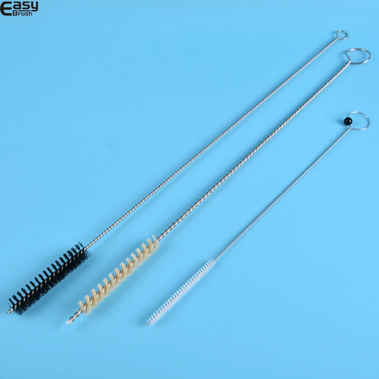 Flexible small round nylon endoscopy tube cleaning brush