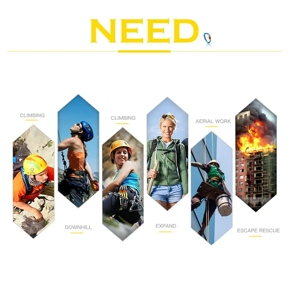 Camping equipment Rock Climbing Carabiner D-shaped Hot-forged Magnalium Locking Climbing Hook Outdoor Sport Tools CE Certified