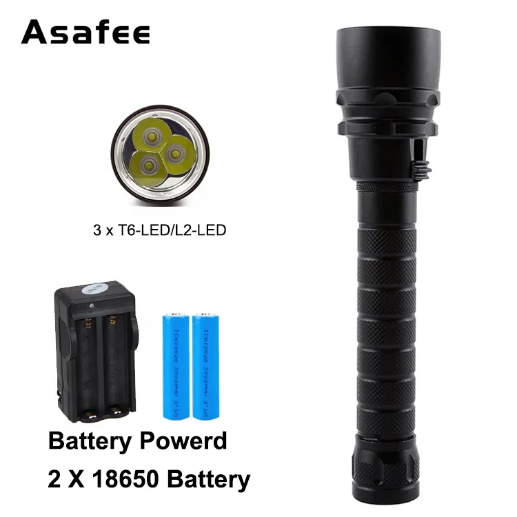 2400lm dive lamp torch Waterproof underwater led Diving Flashlight rechargeable