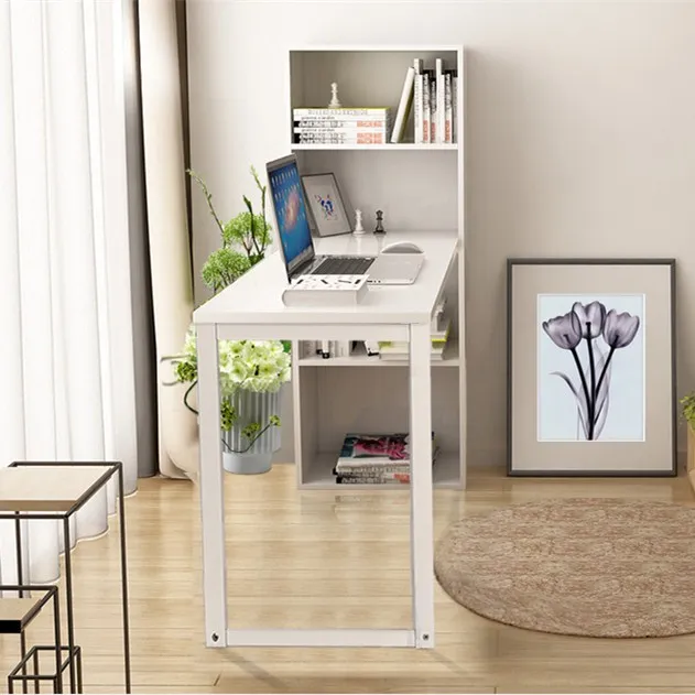 Modern Computer Desk with Bookcase Brief Writing Table Design