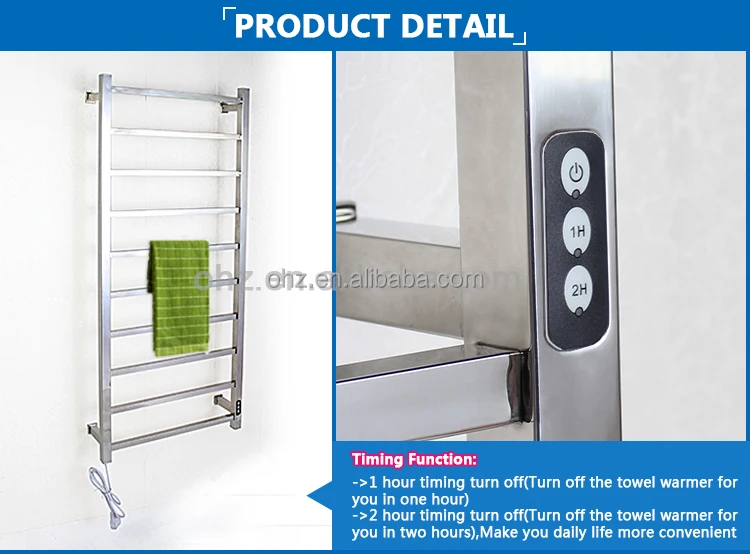 9024ST High Grade 304 Stainless Steel Bathroom electric towel heater heated towel rails with timer