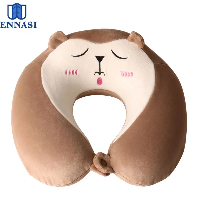 Customized Animal Shape Cartoon Style U-pillow U Shaped Supporting Nap Neck Pillow for Sleep Memory Foam Travel