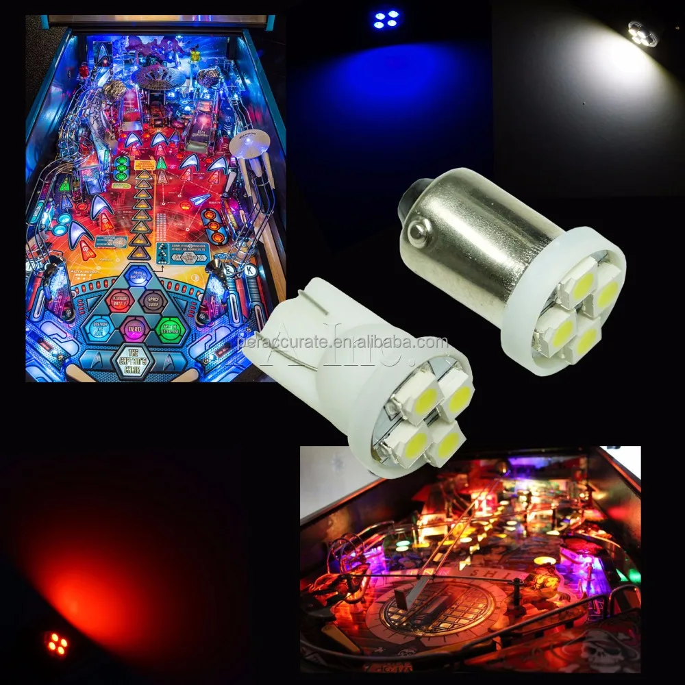 New Arrival lighting LED Pinball machine Light Bulbs Ba9s AC DC 6.3V #47 #555 White Red Blue Green Yellow PA
