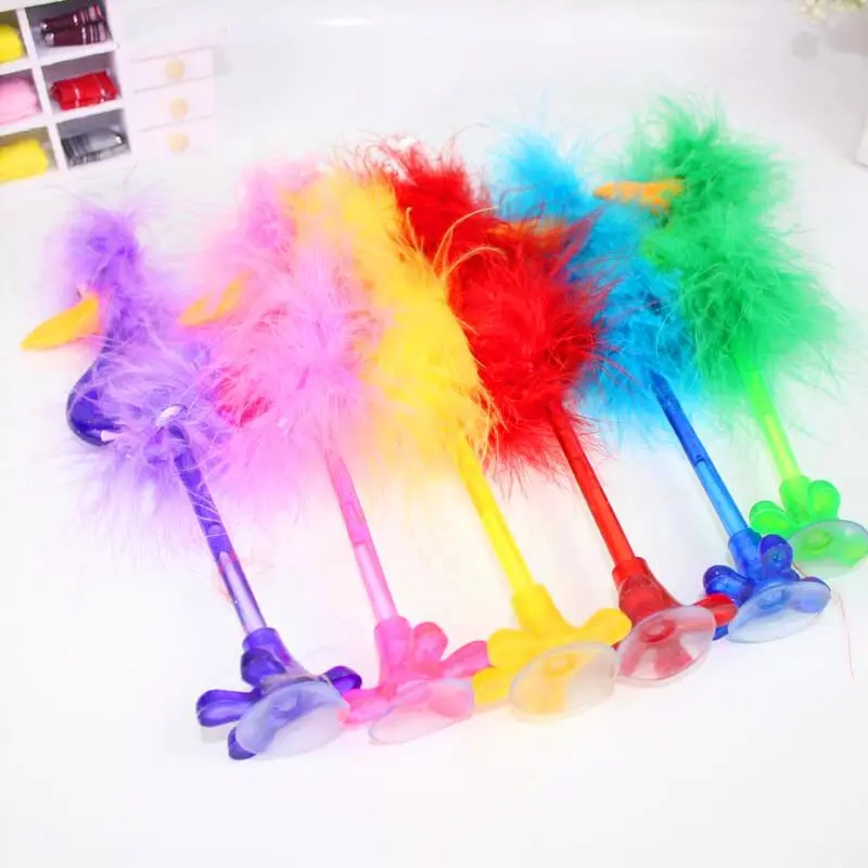 Korean Cartoon Feather Ballpoint Pen Creative Crown Ostrich Plush Pen