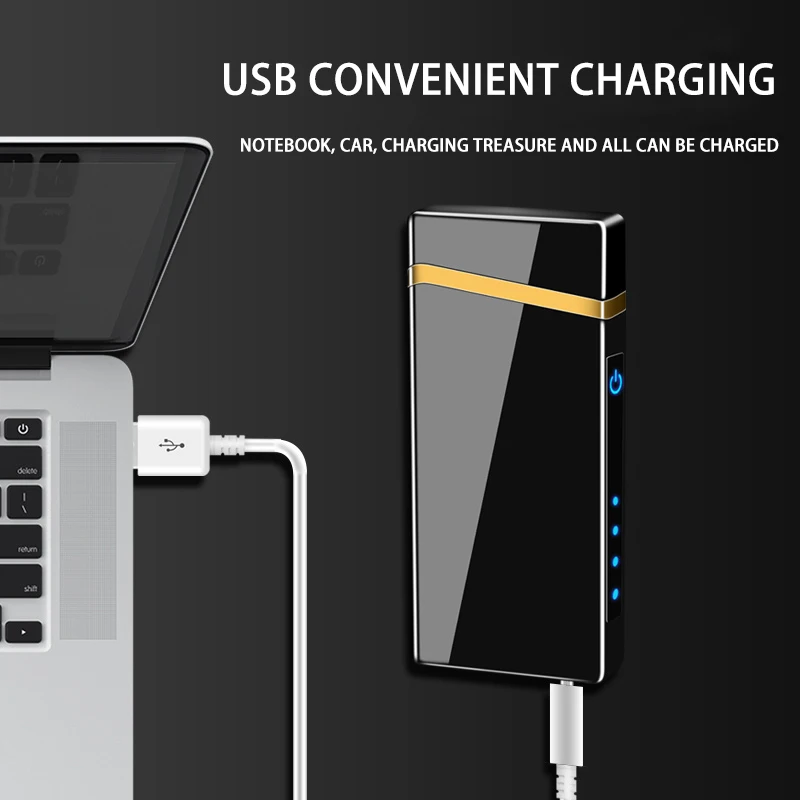 
creative windproof fingerprint dual arc usb lighter with electric quantity showed custom lighter wholesale electric lighter 