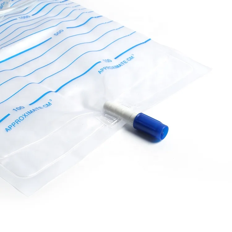 Medical Sterile Push Pull Valve Adult 2000ml Urine Collection Bag