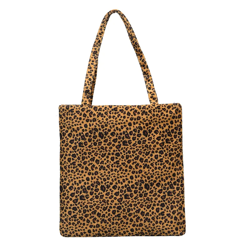 High quality tote bag women canvas handbag leopard print shopping shoulder bag