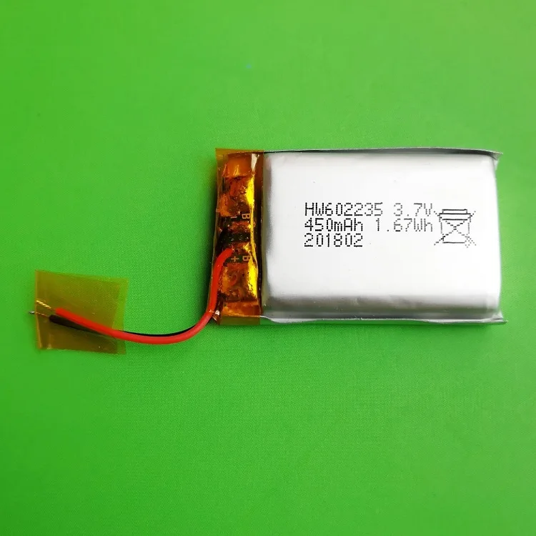 Customized 3.7v li-ion polymer battery 450mAh rechargeable lithium polymer batteries for smart watch