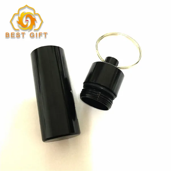 Outdoor Aluminum Pill Box key Chain Pill Storage Holder Pill Container Keychains Waterproof Medicine Box With keychain Ring