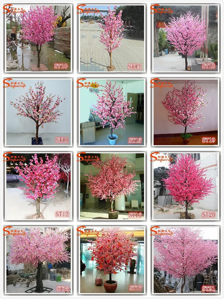 Artificial pink japanese flower cherry blossom fabric bonsai tree for decoration