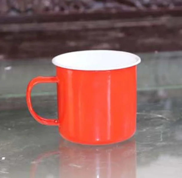 200ml to 3L two color metal enamel mug with custom logo classic enamelware made in China OEM cooperation with customer logo