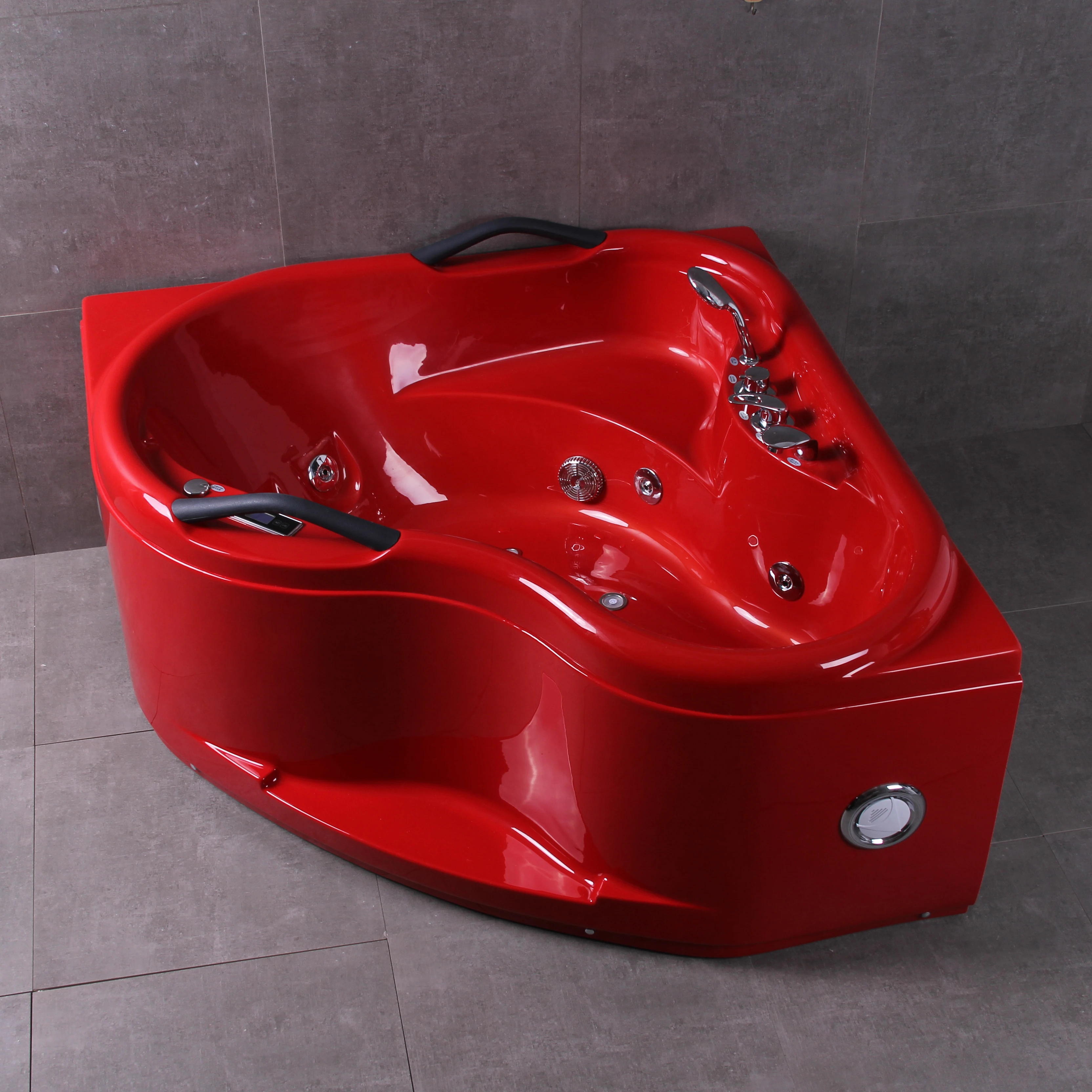 Color Corner Design Bathroom Bathtub Factory Wholesale Red Shenzhen White Modern Hotel Freestanding Hot Suction Nozzle Cover B04