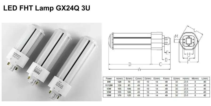 
private model New design PLL LED Bulb gx24 6w led replacement cfl 13w 