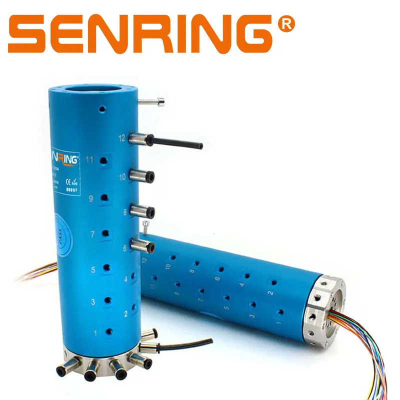 Senring Rotary joint 12 passages M5 port with electrical wires 6-56 wires