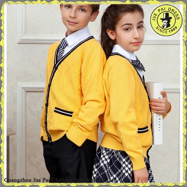 A beautiful yellow V neck school uniform