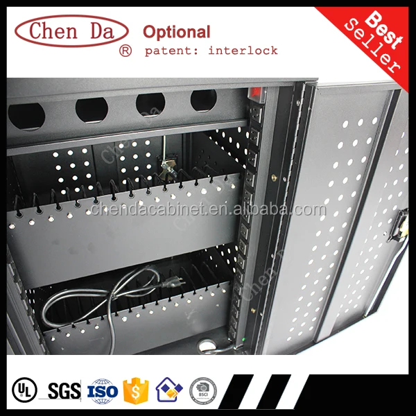 hot sale good quality metal 30 bay laptop charging cart with casters