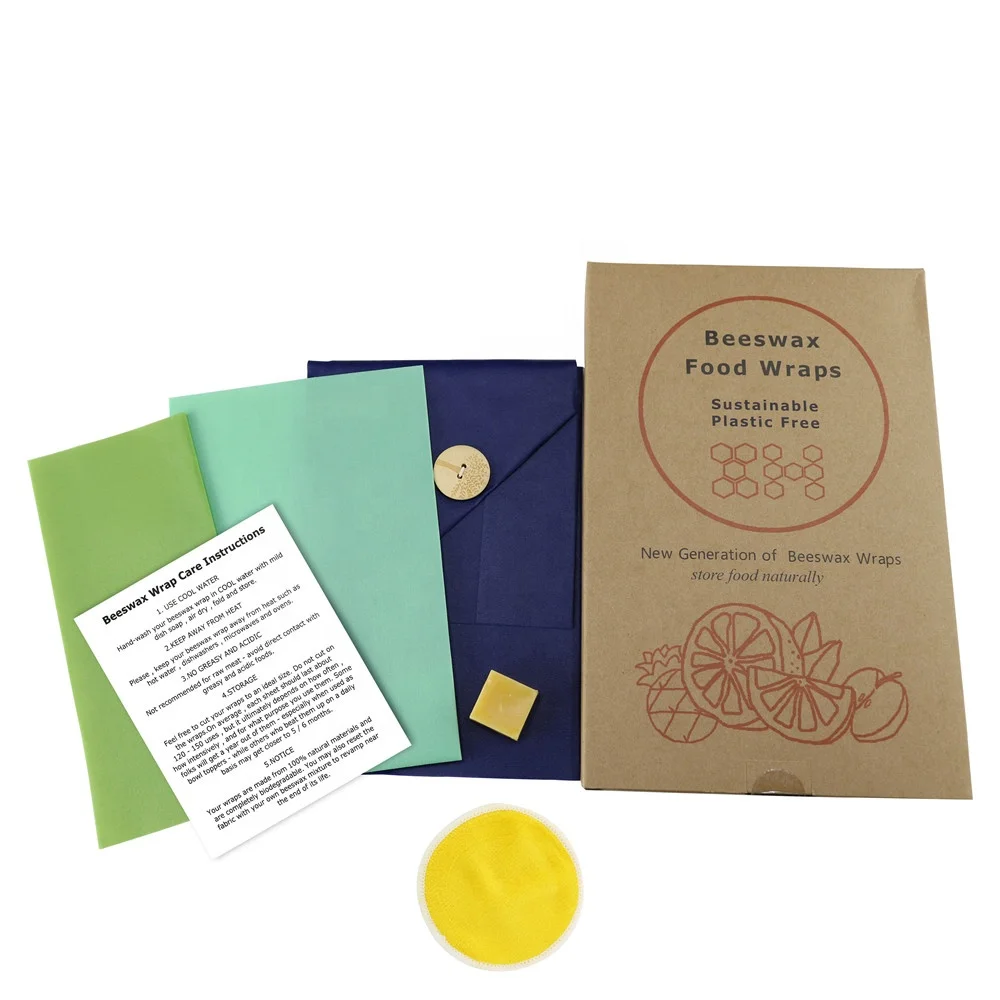 Sustainable Biodegradable Beeswax Food Wraps Reusable Natural Ingredients Beeswax Food Storage Wraps