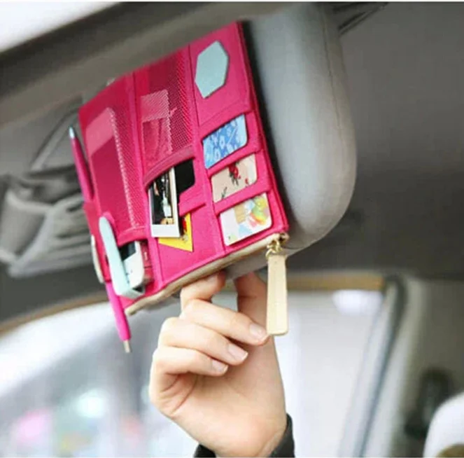 Многофункциональная автомобильная сумка для хранения солнцезащитного козырька, держатель для компакт-дисков, подвесная сумка для телефона