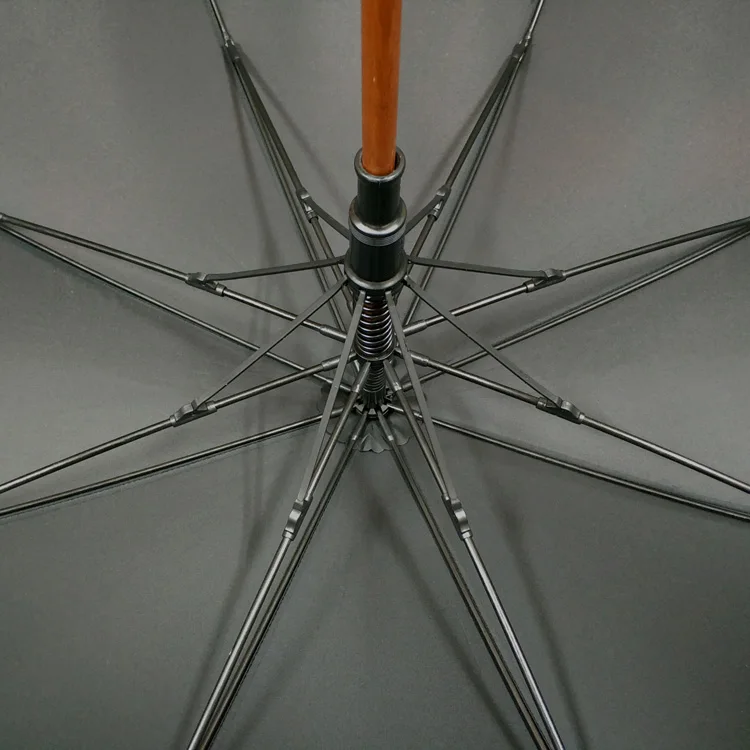 Prestige Walking Stick Umbrella Bamboo Handle Double Canopy (Jet Black)