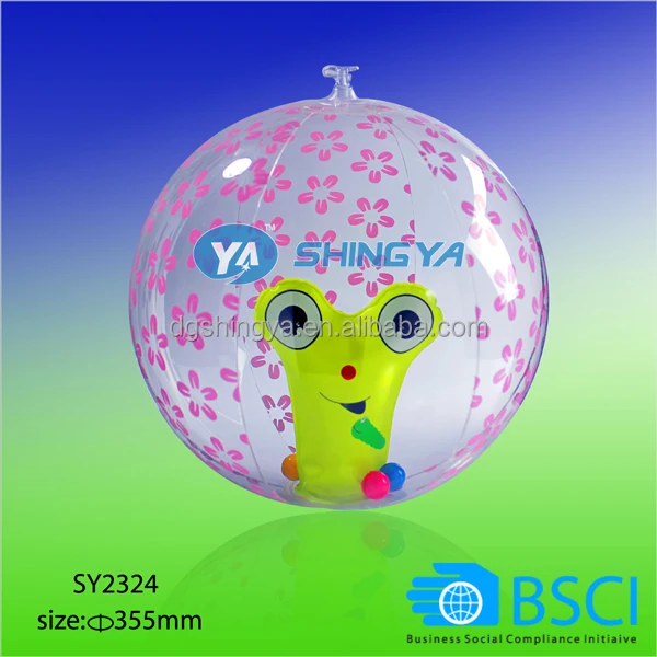 
PVC inflatable clear beach ball with lovely toy inside 