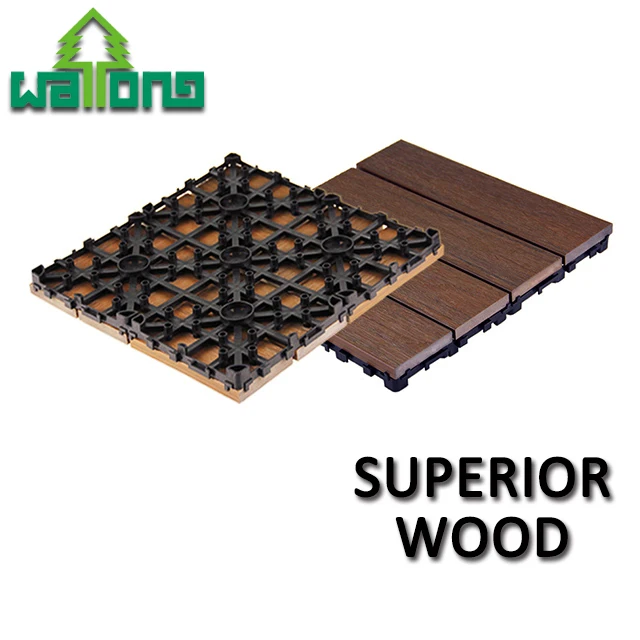 
12 x 12 outdoor patio four slat Wood-plastic composite interlocking decking tiles 
