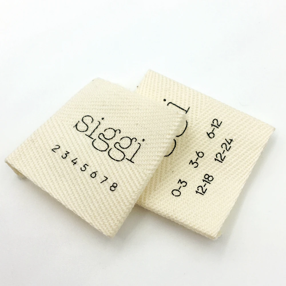 
printed soft 100% organic cotton labels clothing main label custom cotton label for garments and hats 