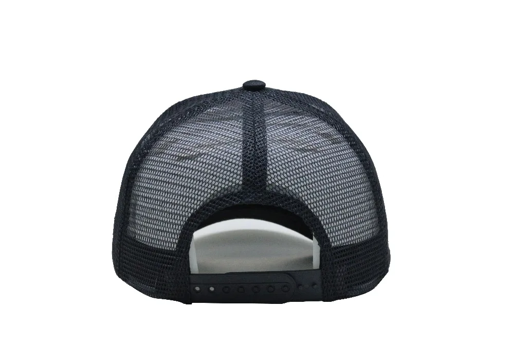
Black Custom caps logo Embroidery 6 Panel Mesh Trucker Hat 