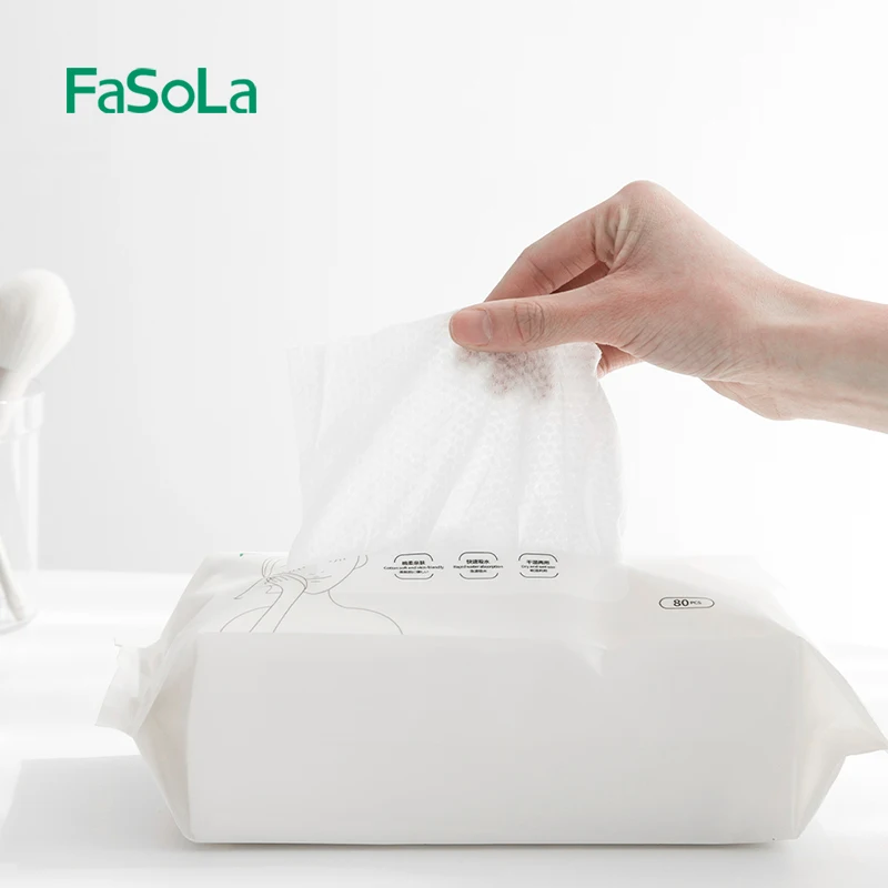 FaSoLa женский массажер для лица моющее средство хлопоковые одноразовые очищающее Уход за лицом ткани косметические ватные 80