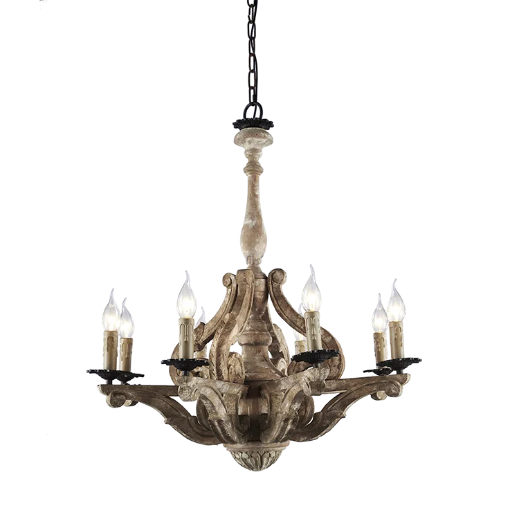 
High quality big vintage wooden hanging chandelier lighting for restaurant 