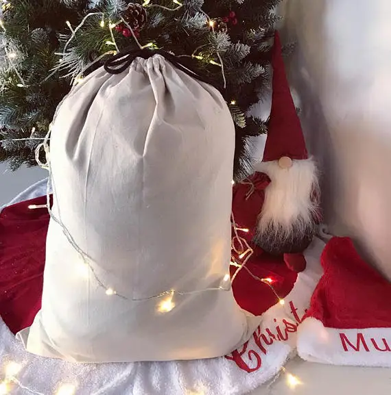 Рождественский чистый мешок Санта-Клауса из 100% хлопка от производителя