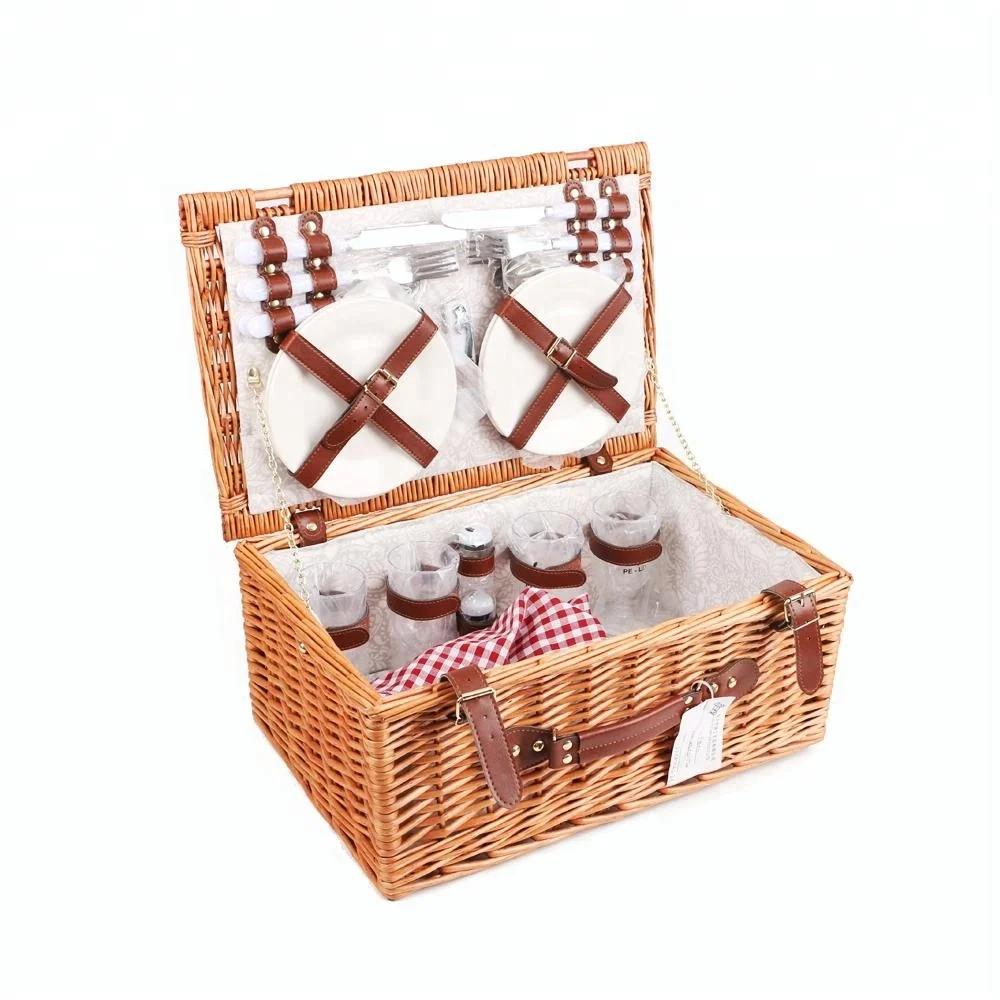 Wicker Picnic Hamper Basket 4 Person