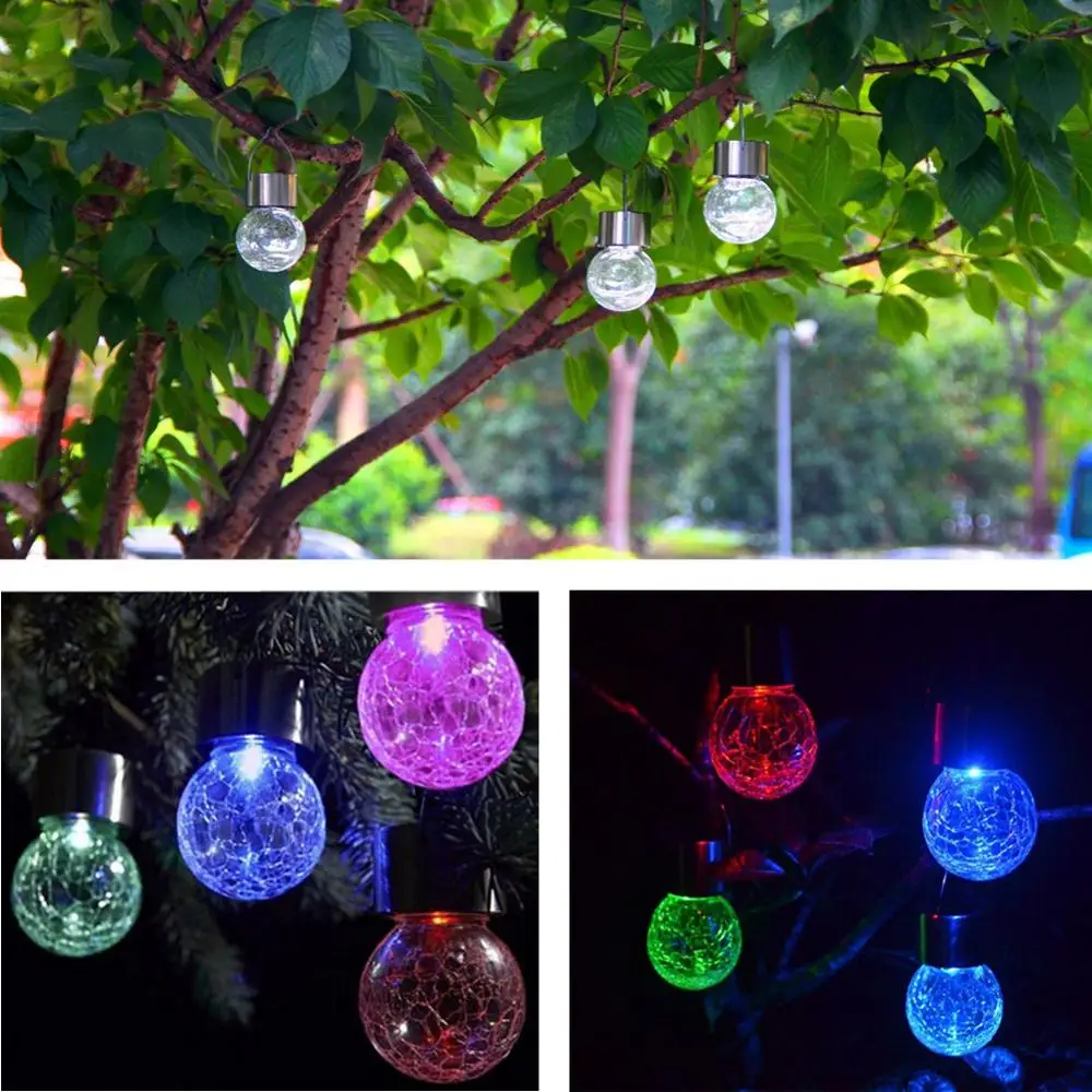 A New Type of Solar crack Ball hanging Garden Lamp with LED Light Control  Outdoor decorative lamp