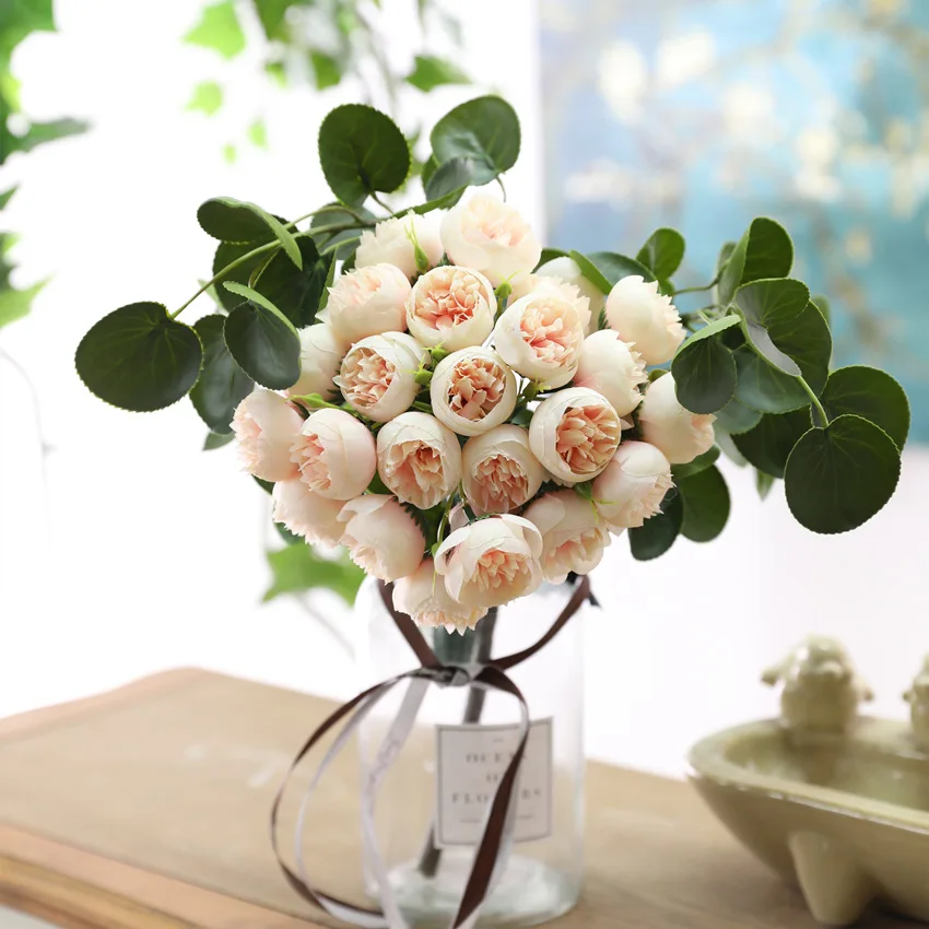 Shininglife Brand manufacturers wholesale Artificial flower 27 tea rose bouquets lafiza