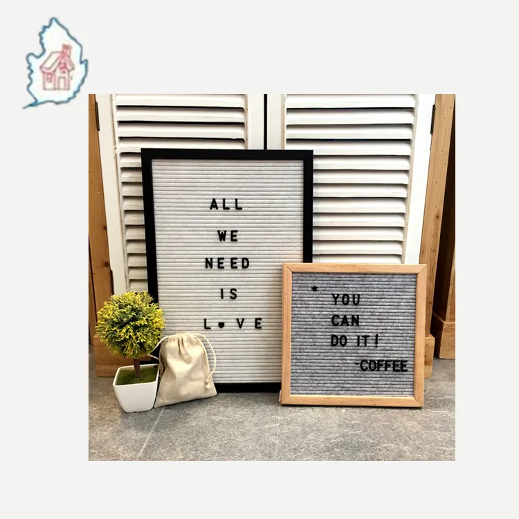 Double Sided Changeable felt letter board 10x10 inches , Black/Gray , 356 Characters, Wooden Stand, Bag