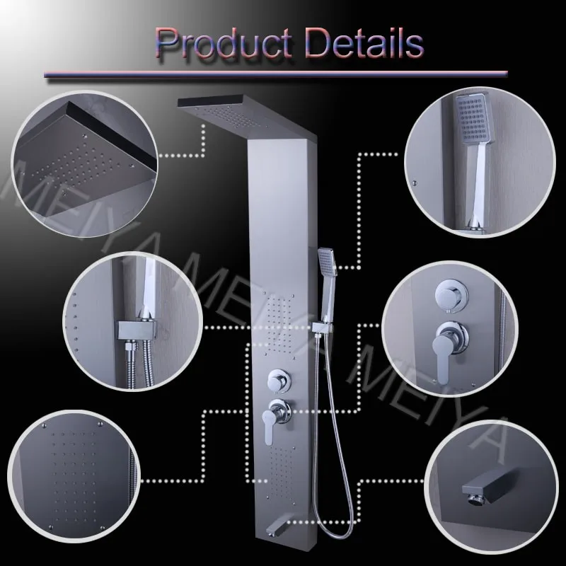 
Meiya Shower Set in Cubic Design wall mounted multifunctional SPA showel panel in shower room 