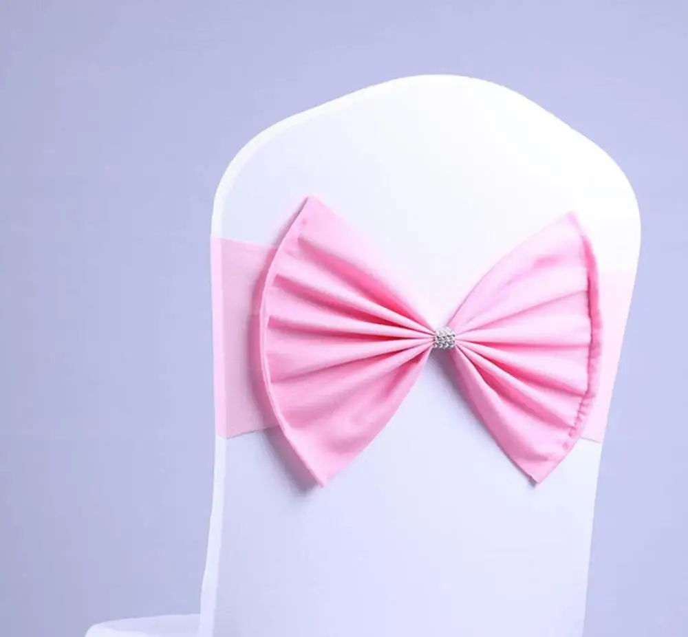 
BIG SALE pink wedding satin rose chair sashes for banquet chair covers decoration 