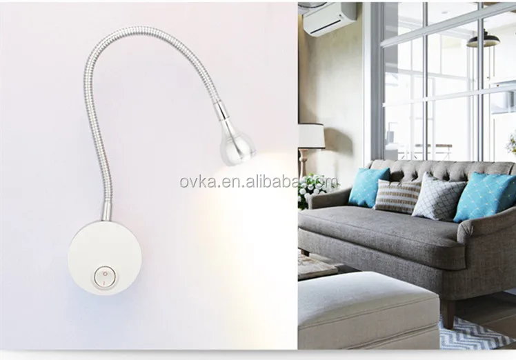 Cheap price bathroom mirror lamp with flexible hose mini led reading lamp for bedroom OEM gooseneck led headboard wall lamp