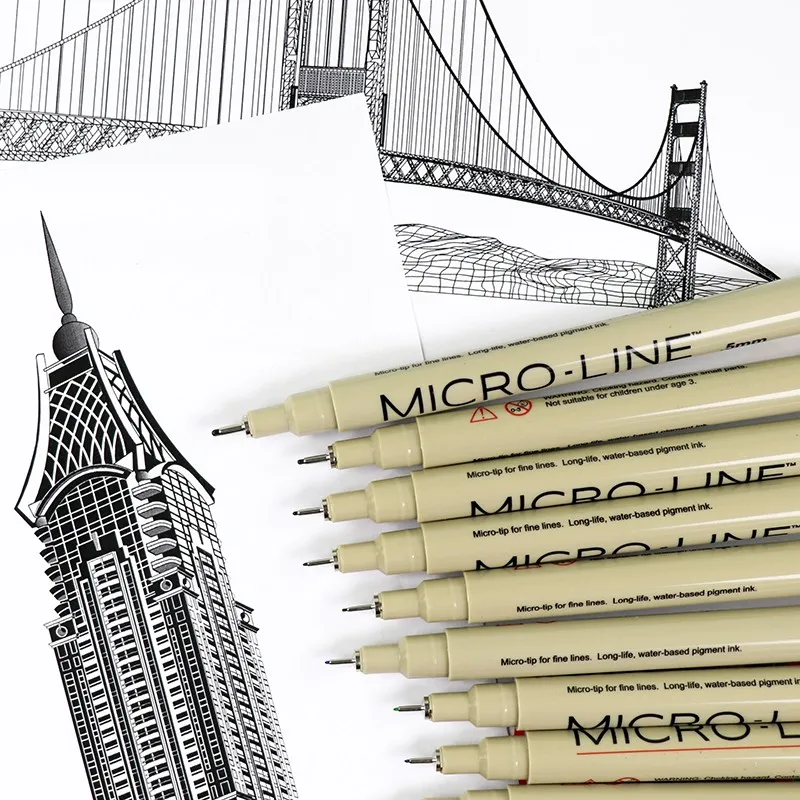 
6CT assorted Point Sizes Archival quality ink fineliner pen black 