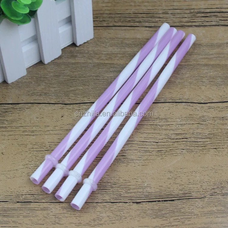 BPA-Free Red and white stripe acrylic straws,  Reusable Plastic Thick Drinking Straws