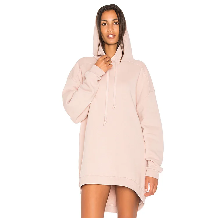 
Comfortable Longline Loose Terry Streetwear Hoodie for Women 