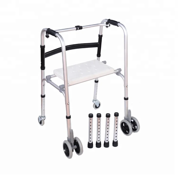 Updated Convenient Durable Foldable Walkers with Seat for Old or Disabled People