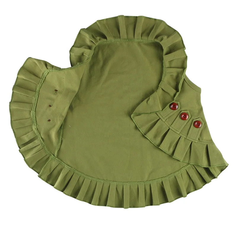 
2018 winter wholesales kids girls baby clothing olive green wooden buttons boutique vest coat 