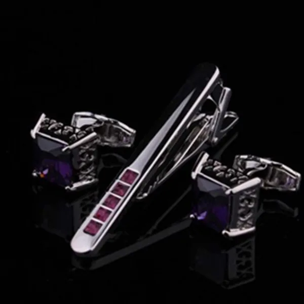 gold plated logo tie clips tie bars tie pins withe black gem cufflinks