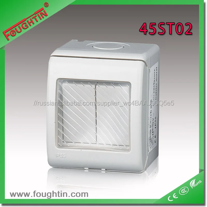 IP55 водонепроницаемый электрические выключатели 2 банды стене выключатель